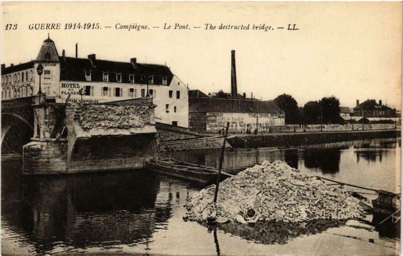 Carte postale ancienne Compiegne- Le Pont France à Compiègne