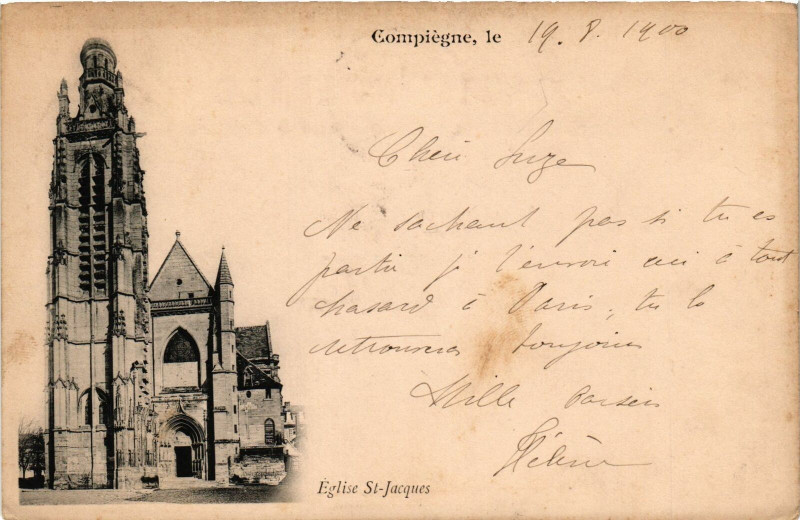 Carte postale ancienne Compiegne- Eglise Saint Jacques France à Compiègne