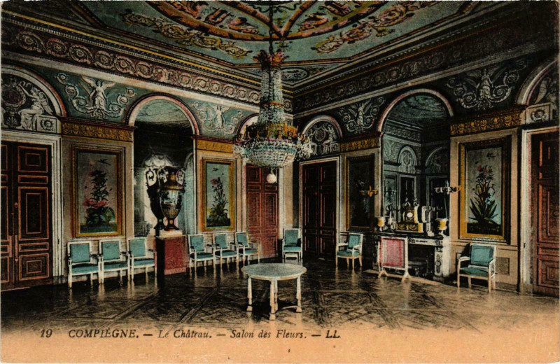 Carte postale ancienne Compiegne- Chateau, Salon de Fleurs France à Compiègne