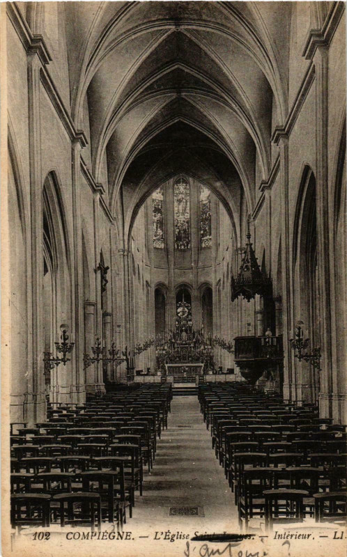 Carte postale ancienne Compiegne- Eglise Saint Jacques , Interieur France à Compiègne