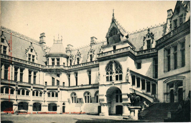Carte postale ancienne Compiegne- Le Chateau, Cour d'honneur France à Compiègne