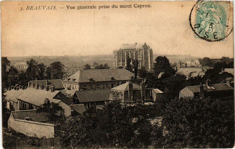 Carte postale ancienne Beauvais- vue generale prise du mont Capron France à Beauvais