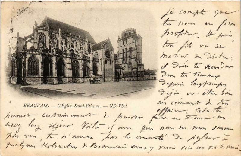Carte postale ancienne Beauvais- Eglise Saint Etienne France à Beauvais