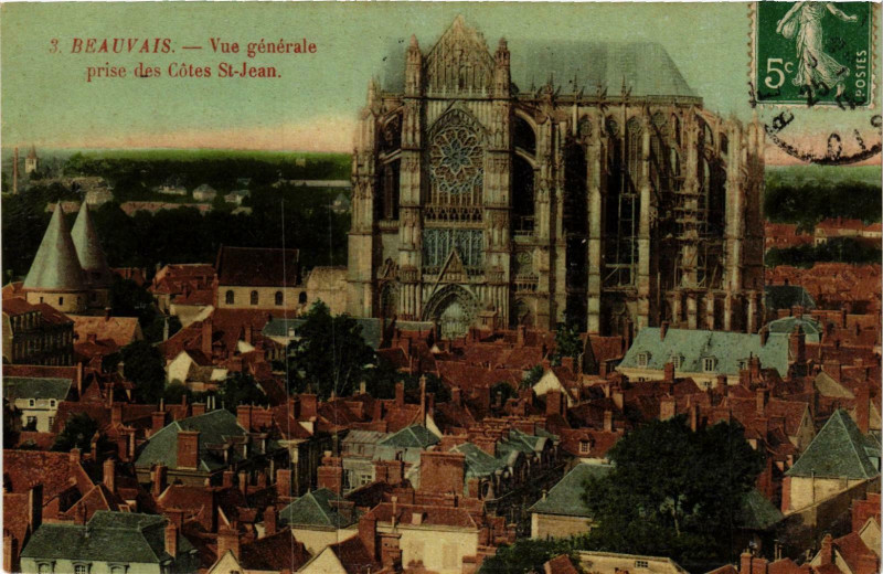 Carte postale ancienne Beauvais- vue generale prise des CotesSaint-Jean France à Beauvais