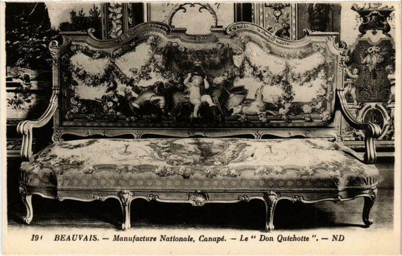 Carte postale ancienne Beauvais- Manufacture Nationale, Canape. Le Don Quichotte France à Beauvais