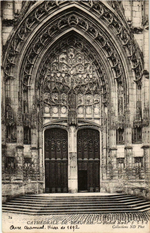 Carte postale ancienne Beauvais- Cathedrale , Portail Nord France à Beauvais