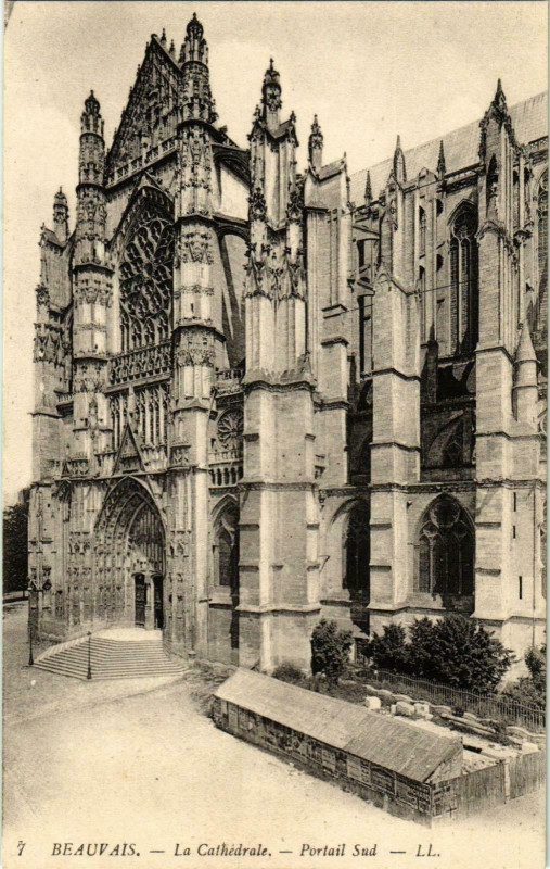 Carte postale ancienne Beauvais- Cathedrale , Portail Sud France à Beauvais