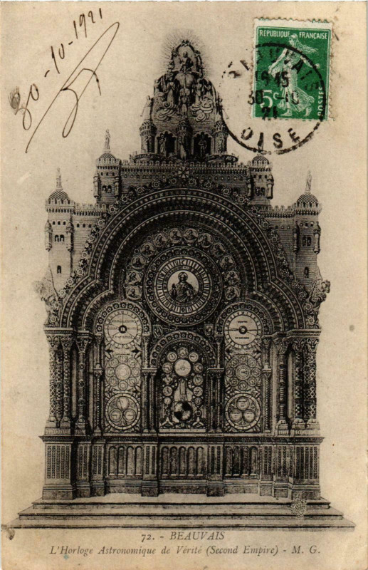 Carte postale ancienne Beauvais- Horloge de Verite France à Beauvais