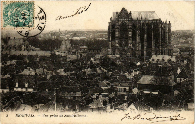 Carte postale ancienne Beauvais- vue prise de Saint Etienne France à Beauvais