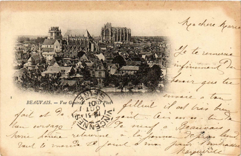 Carte postale ancienne Beauvais- vue generale France à Beauvais