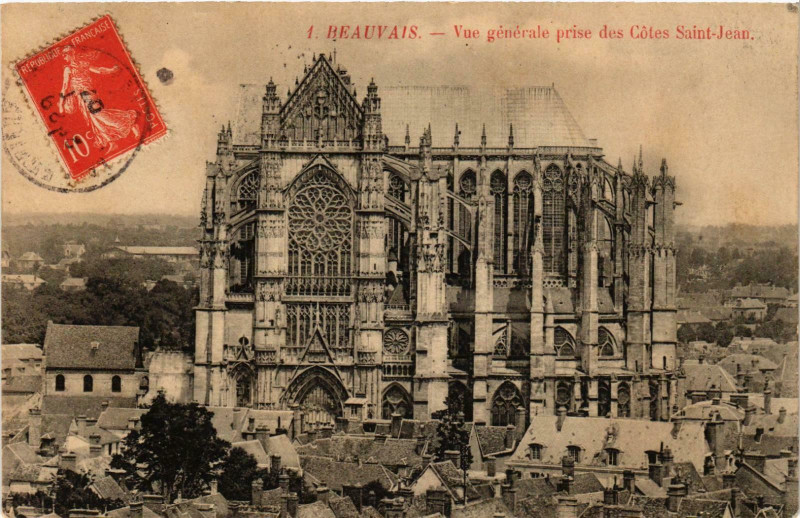 Carte postale ancienne Beauvais- vue generale prise des CotesSaint-Jean France à Beauvais