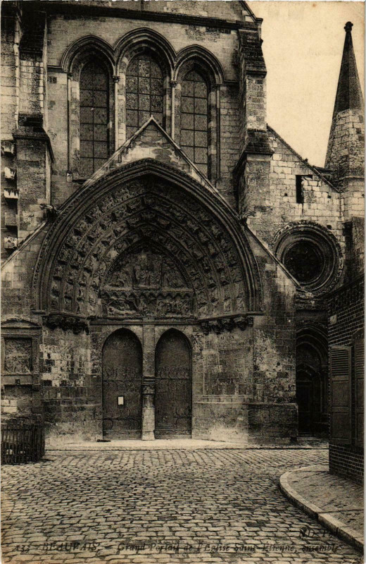 Carte postale ancienne Beauvais- Grand Portail de l'EgliseSaint-Etienne France à Beauvais