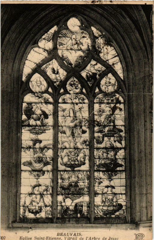 Carte postale ancienne Beauvais- EgliseSaint-Etienne ,Vitrail de l'Arbre de Jesse France à Beauvais