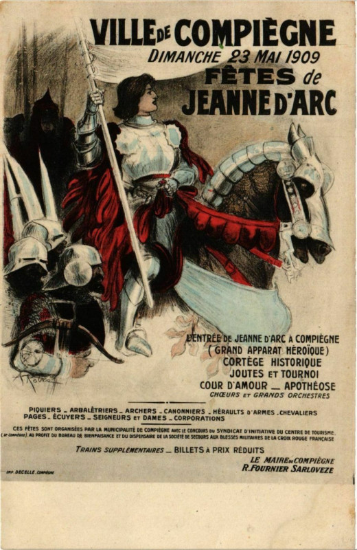 Carte postale ancienne Compiegne Fetes de Jeanne d'Arc 1909 à Compiègne