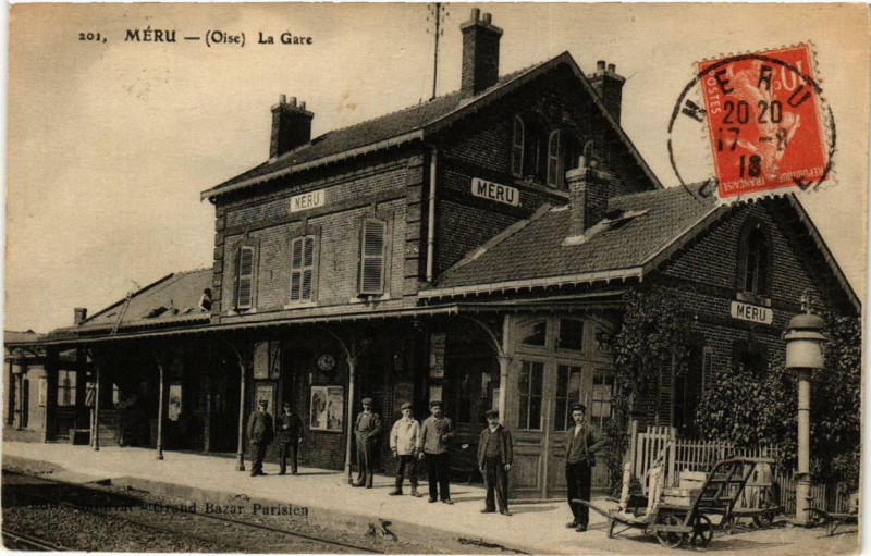 Carte postale ancienne Meru La Gare à Méru