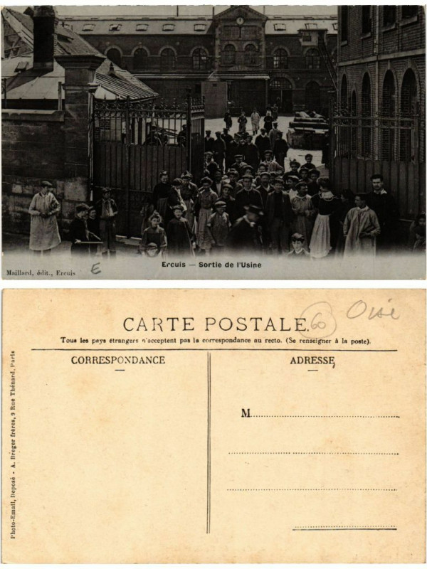 Carte postale ancienne Ercuis Sortie d el'Usine à Ercuis