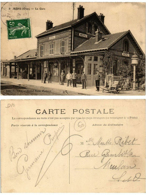 Carte postale ancienne 5 Meru La Gare à Méru