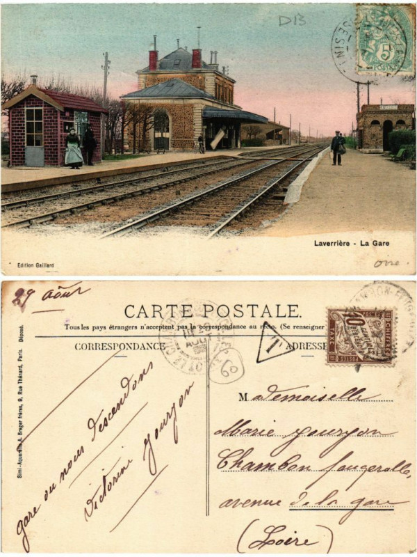 Carte postale ancienne Laverriere La Gare à Laverrière