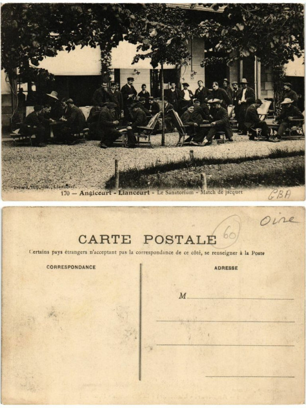 Carte postale ancienne 170 Angi Court - Liancourt Le Sanatorium - Match de jacquet à Liancourt