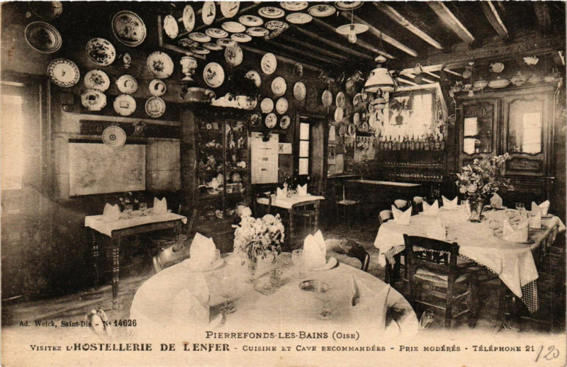 Carte postale ancienne Visitez L'Hostellerie de L'Enfer Cuisine et Cave Recommandées