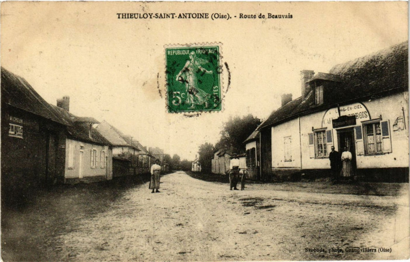 Carte postale ancienne Thieuloy Saint-Antoine Oise-Route de Beauvais à Beauvais