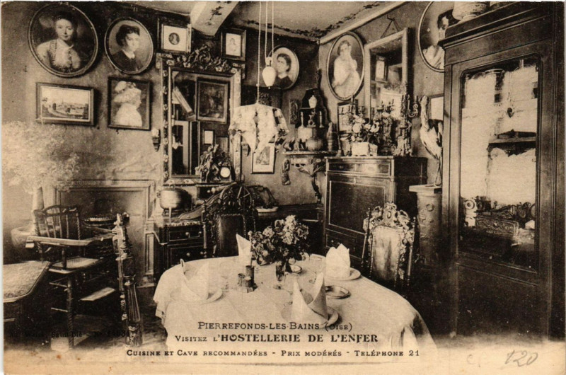 Carte postale ancienne Pierrefonds-les-Bains Visitez L'Hostellerie de L'Enfer à Pierrefonds