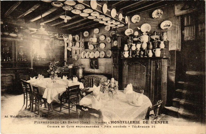 Carte postale ancienne Pierrefonds-les-Bains Visitez L'Hostellerie de L'Enfer à Pierrefonds