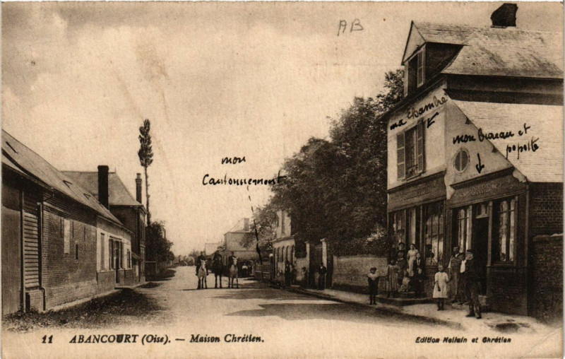Carte postale ancienne Abancourt Oise-Maison Chretien à Abancourt