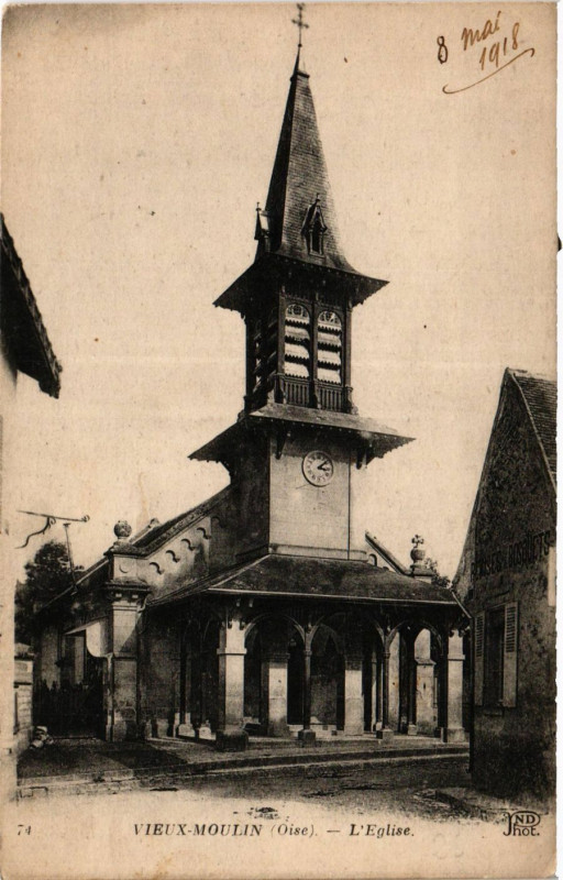 Carte postale ancienne Vieux Moulin L'Eglise à Vieux-Moulin