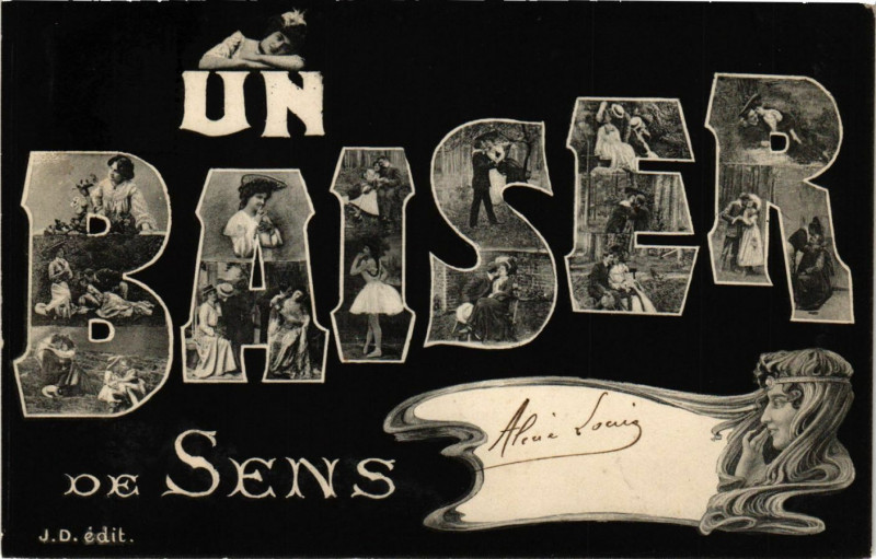 Carte postale ancienne Un Baiser de Sens