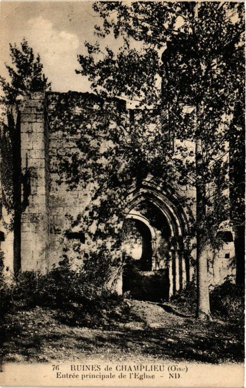 Carte postale ancienne Ruines de Champlieu Entrée principale de l'Eglise