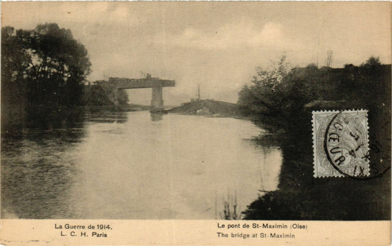 Carte postale ancienne Le pont de Saint-Maximin Oise à Saint-Maximin