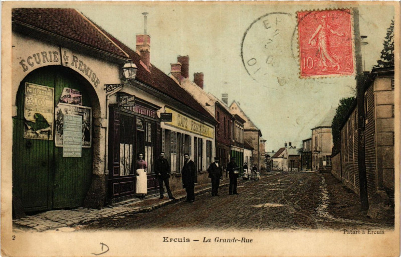 Carte postale ancienne Ercuis-La Grande-Rue à Ercuis