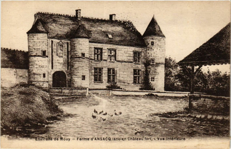 Carte postale ancienne Env. de Mouy-Ferme d'Ansacq Vue interieure à Ansacq