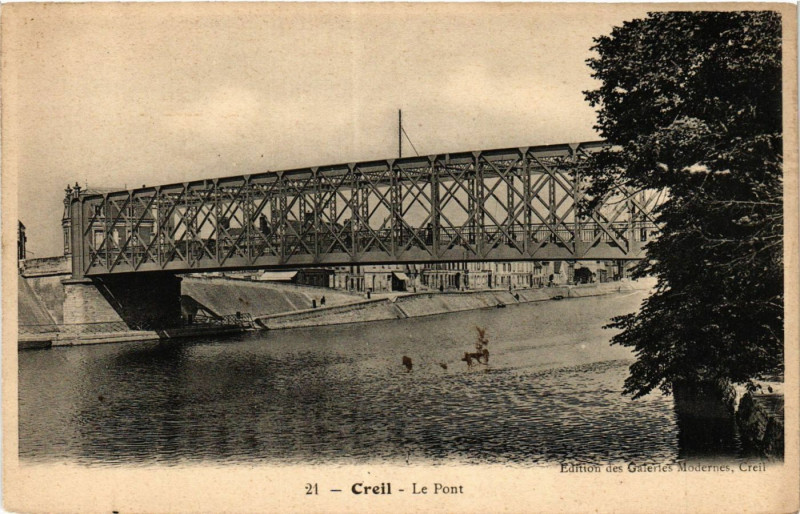 Carte postale ancienne Creil-Le Pont à Creil