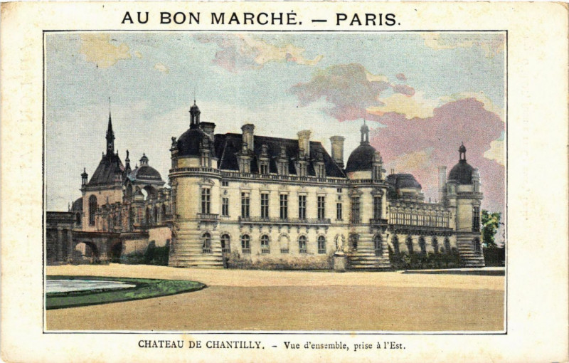 Carte postale ancienne Chateau de Chantilly-Vue d'ensemble prise a l'Est à Antilly