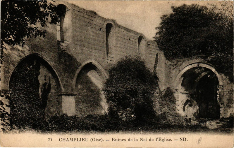 Carte postale ancienne Champlieu Oise-Ruines de la Nef de l'Eglise