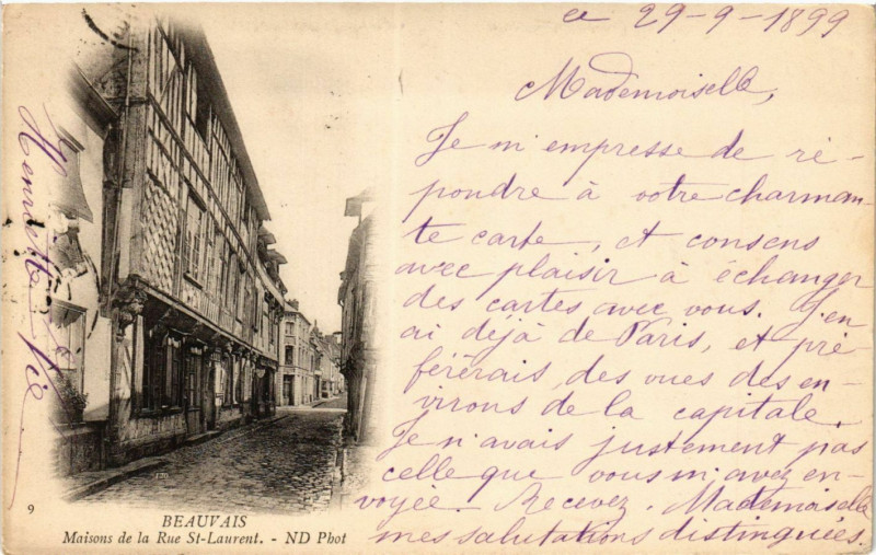 Carte postale ancienne Beauvais-Maison de la Rue Saint-Laurent à Beauvais