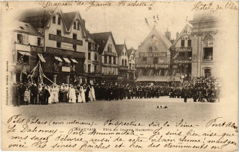 Carte postale ancienne Beauvais-Fete de Jeanne Hachette à Beauvais