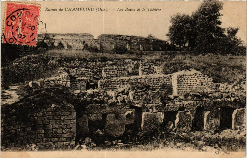 Carte postale ancienne Ruines de Champlieu-les-Bains et le Theatre