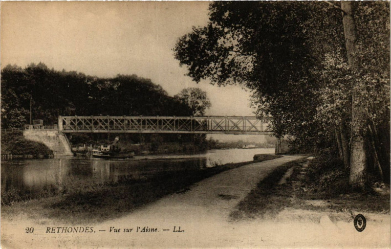 Carte postale ancienne Rethondes-Vue sur l'Aisne à Rethondes