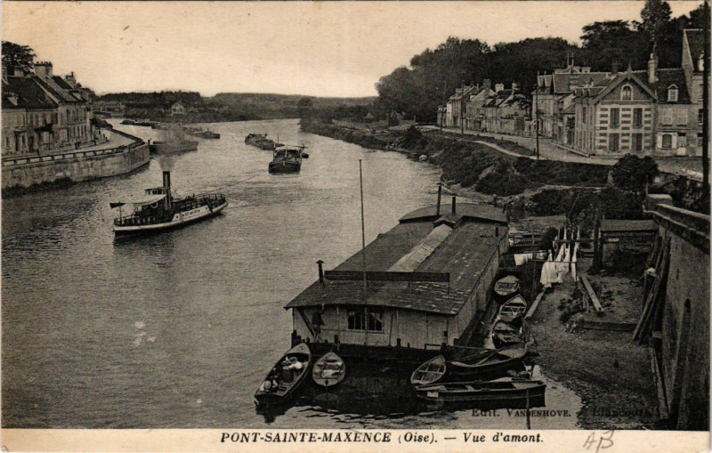 Carte postale ancienne Pont Sainte-Maxence Vue d'amont à Pont-Sainte-Maxence