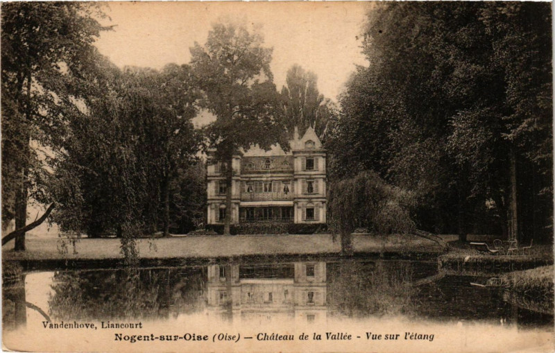 Carte postale ancienne Nogent sur Oise Chateau de la Vallée. Vue sur l'etang à Nogent-sur-Oise