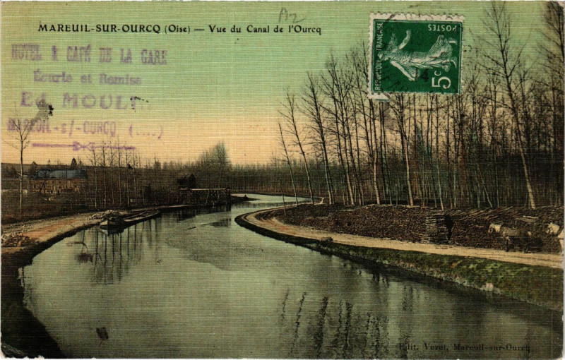 Carte postale ancienne Mareuil sur Ourcq-Vue du Canal de l'Ourcq à Mareuil-sur-Ourcq
