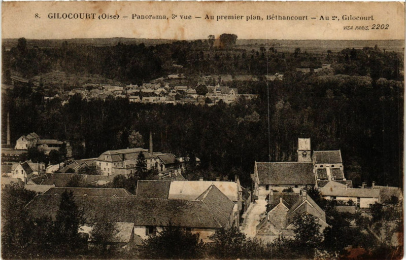 Carte postale ancienne Gilocourt-Panorama Au premier plan Bethancourt à Gilocourt