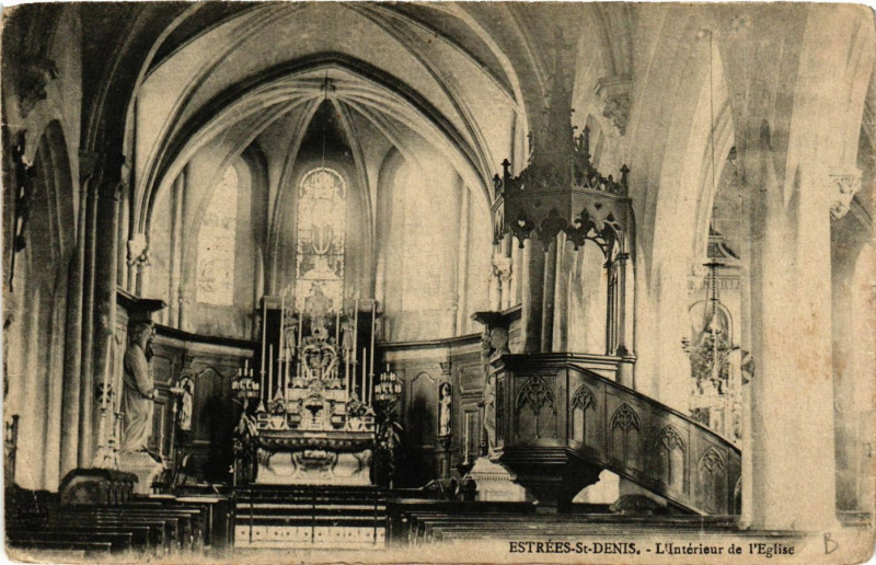 Carte postale ancienne Estrees Saint-Denis L'Interieur de l'Eglise