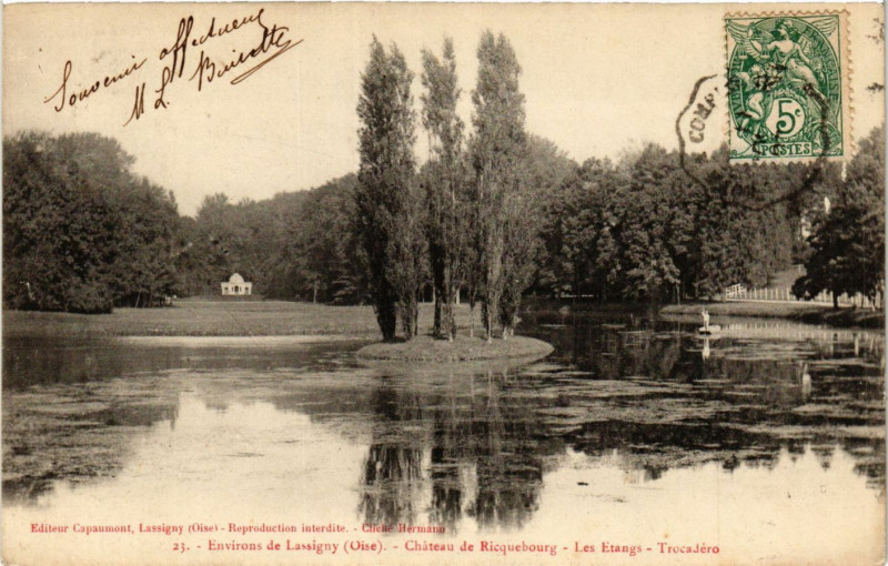 Carte postale ancienne Env. de Lassigny-Chateau de Ricqeubourg Les Etangs à Lassigny