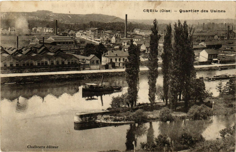 Carte postale ancienne Creil-Quartier des Usines à Creil