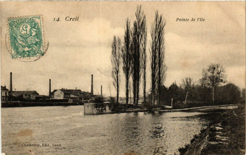 Carte postale ancienne Creil-Pointe de l'Ile à Creil