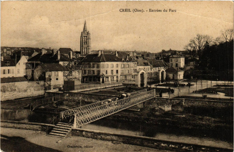 Carte postale ancienne Creil-Entrées du Parc à Creil